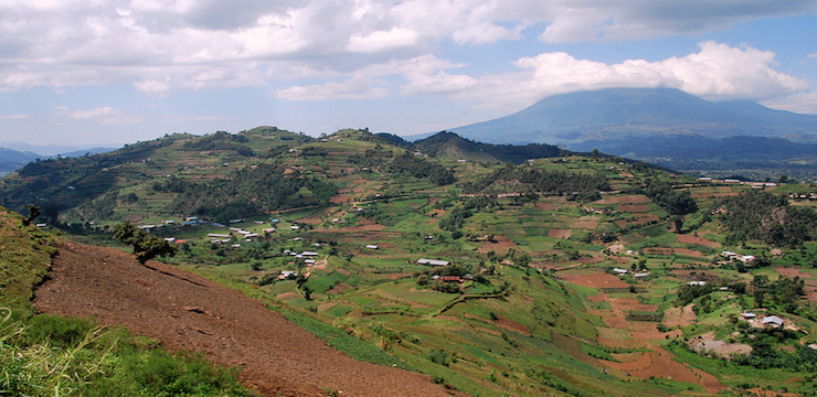 Rwandan Landscape: hills, valleys, mountains and volcanos